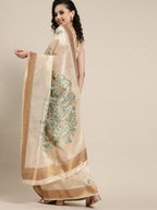 Saree Mall Saree Mall Rich Beige and Gold Silk Blend Saree - Distacart