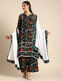 Sangria Women V-Neck Floral Printed Regular Kurta with Palazzos & With Dupatta