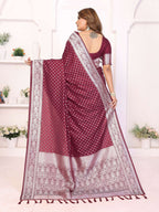 Aastha Fashion Wine Georgette Silk Zari Weaving Saree - Distacart