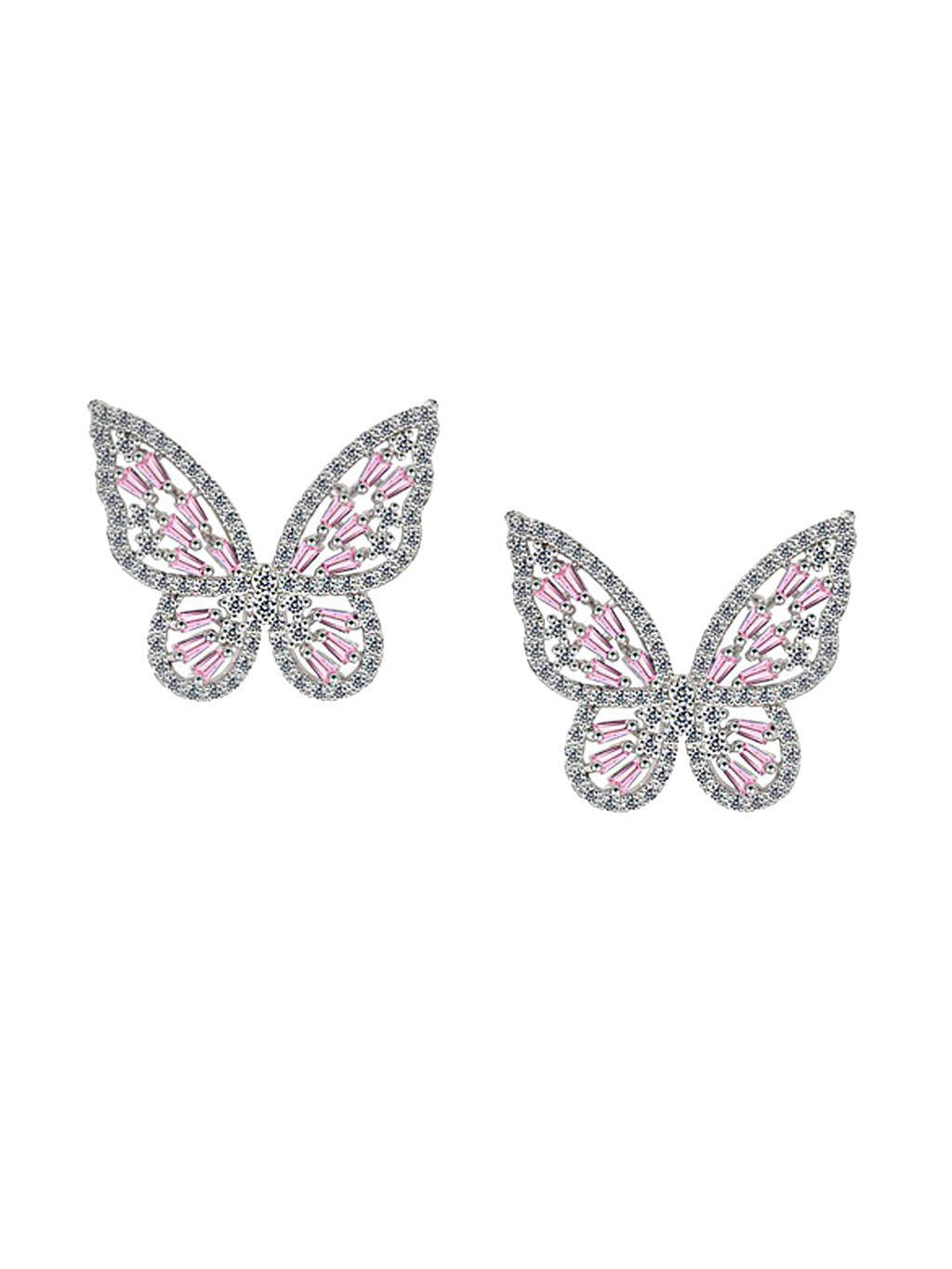 Yellow Chimes Silver-Toned & Pink Quirky Butterfly Studs Earrings - Distacart