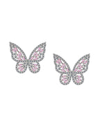Yellow Chimes Silver-Toned & Pink Quirky Butterfly Studs Earrings - Distacart