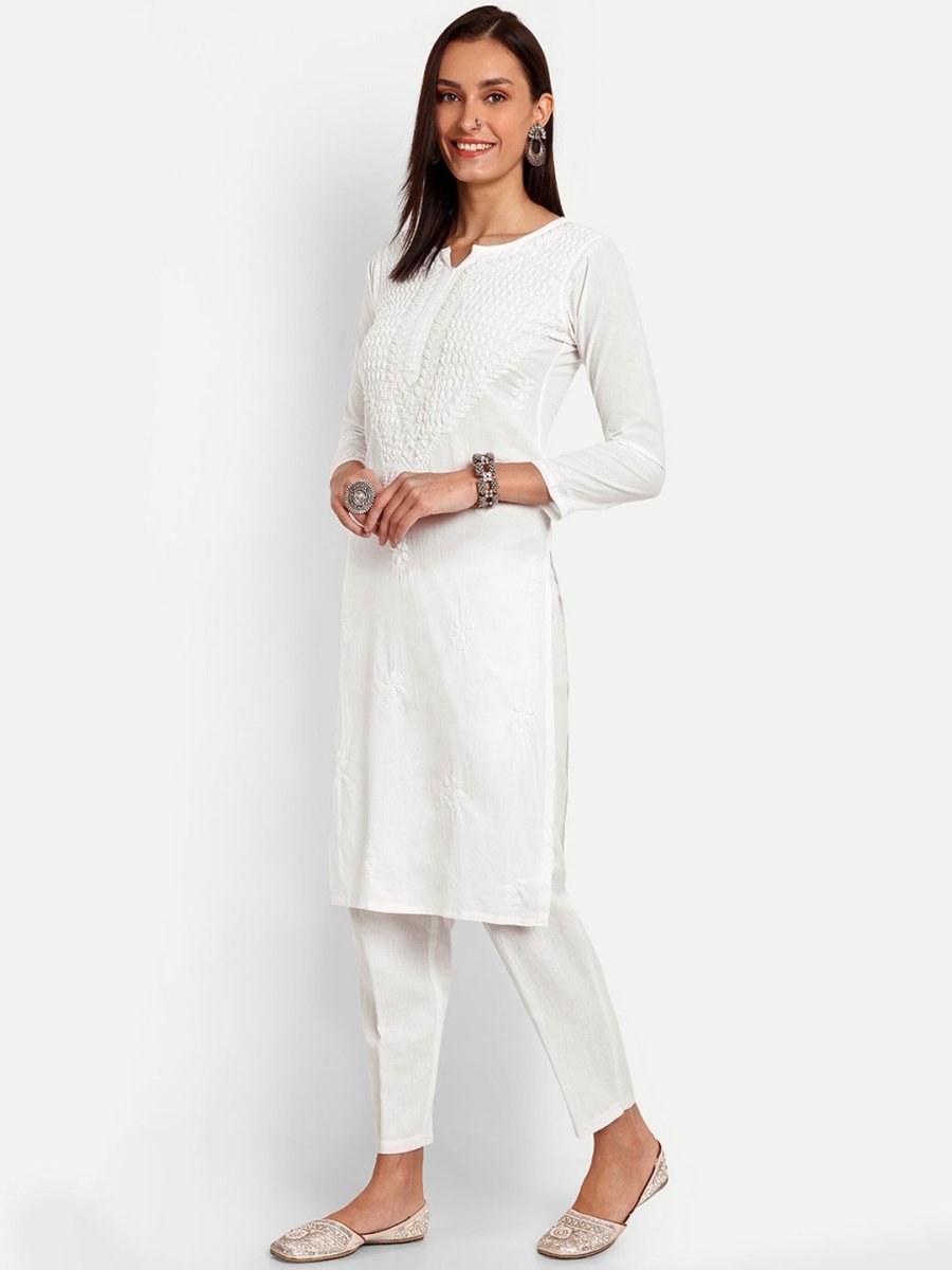 ADA Floral Embroidered Chikankari Kurta