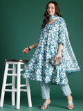 Indo Era Floral Printed Pure Cotton Kurta with Trousers & With Dupatta - Distacart