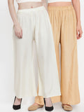 TAG 7 Women Pack Of 2 Solid Straight Palazzos