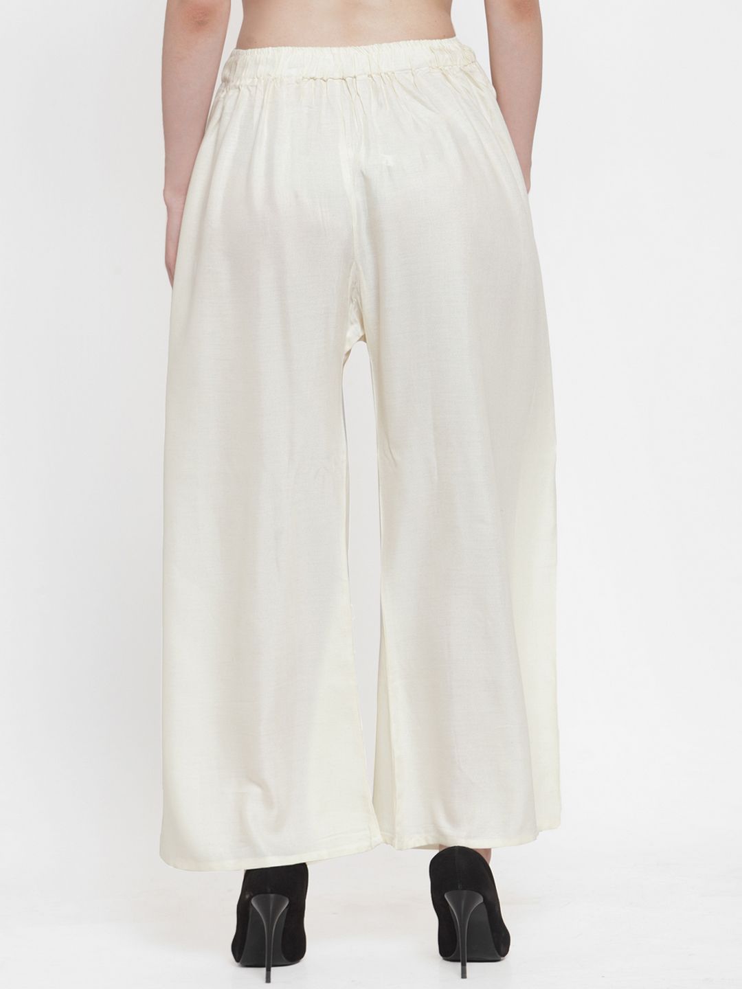 TAG 7 Women Off-White Solid Flared Palazzos