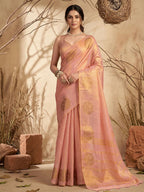 Shree Shyam Fashion Pink Tissue Silk Saree - Distacart