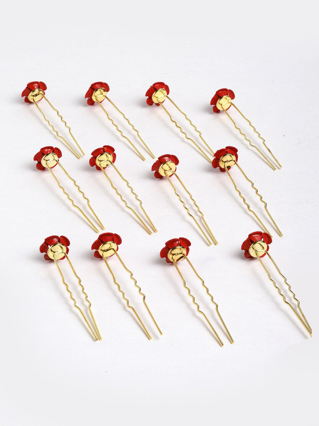 Panash Women Gold-Toned & Red Rose Embellished U Pins - Distacart