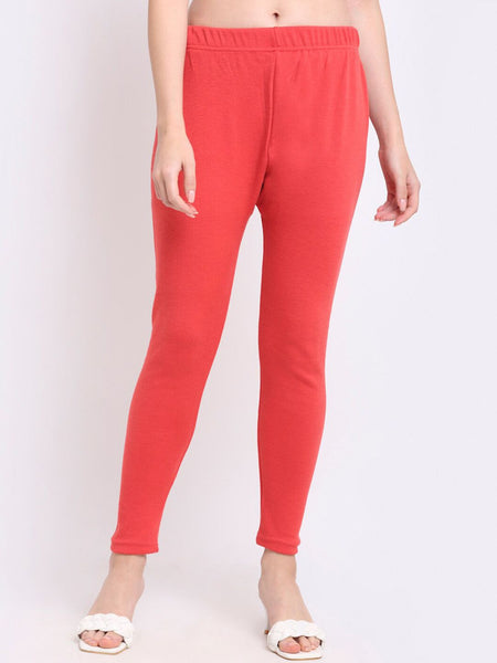 TAG 7 Women Pink Solid Woolen Leggings