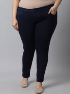 TAG 7 Women Plus size Navy Blue Solid Ankle-length Leggings
