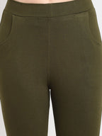 TAG 7 Women Olive Green & Brown Pack of 2 Leggings