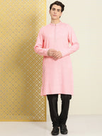 House of Pataudi Men Solid Thread Work Jashn Kurta