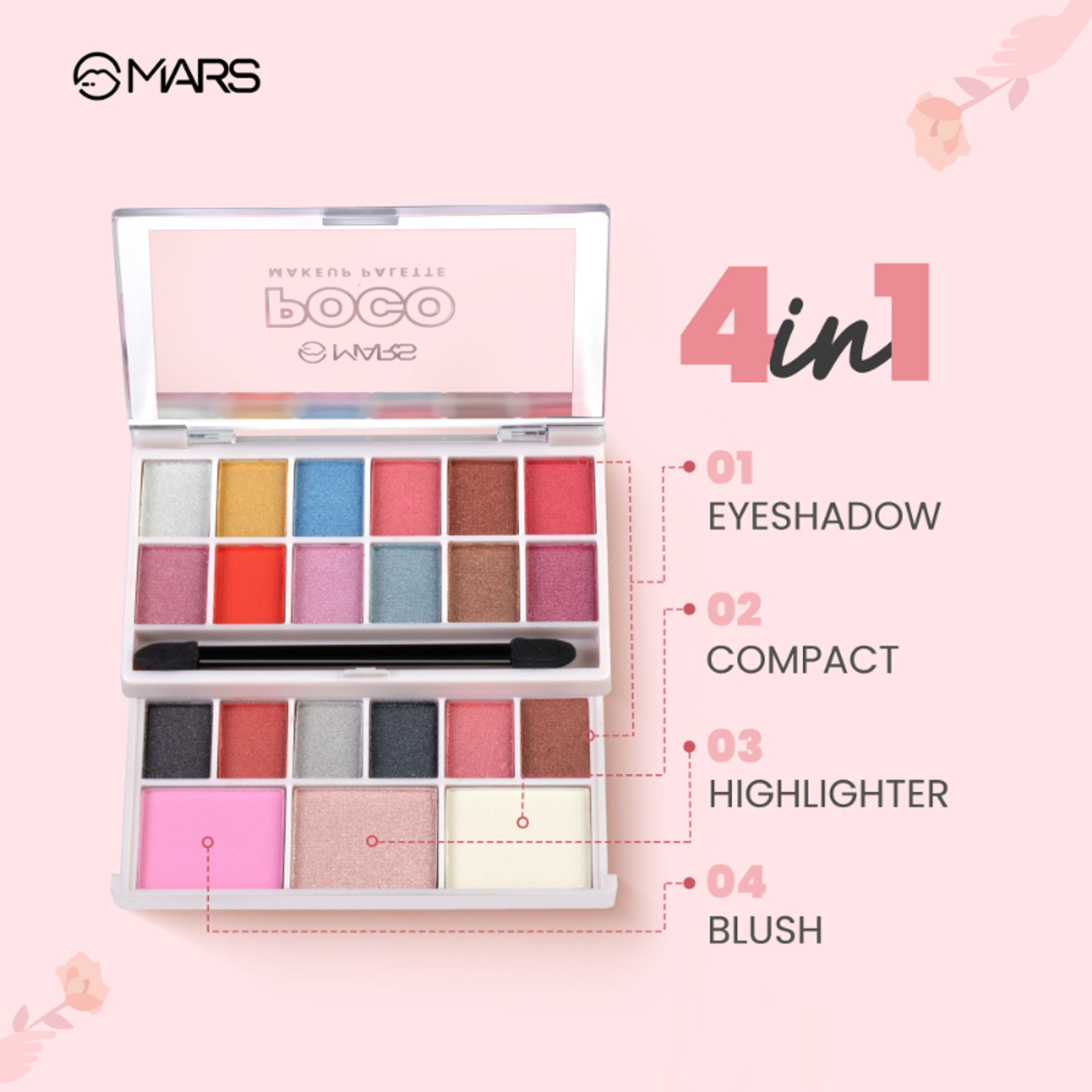 MARS Cosmetics Poco Face Makeup And Eyeshadow Palette - 03 - Distacart