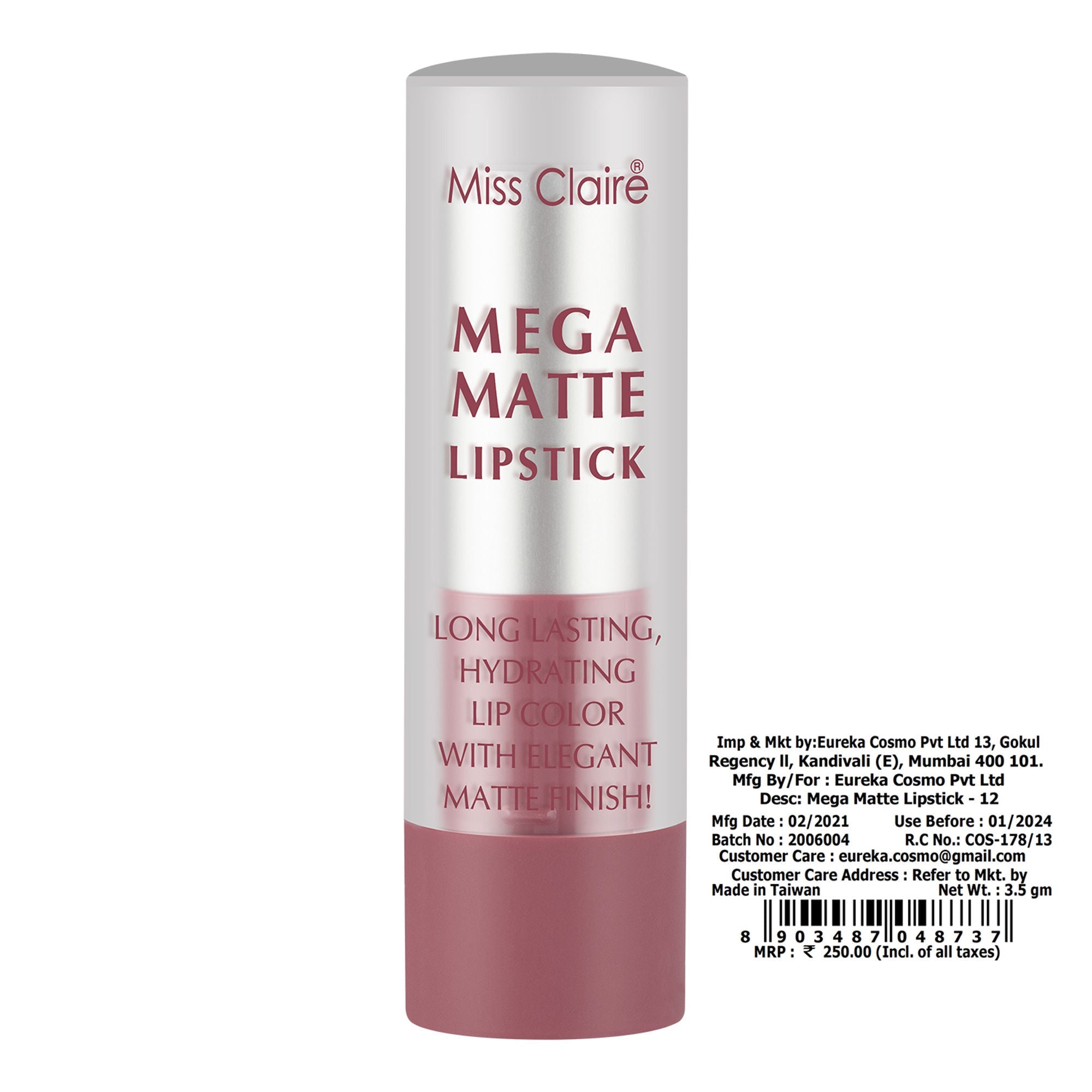 Miss Claire Mega Matte Lipstick - 12 - Distacart