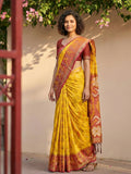 Shree Shyam Fashion Yellow Pochampally Silk Saree - Distacart