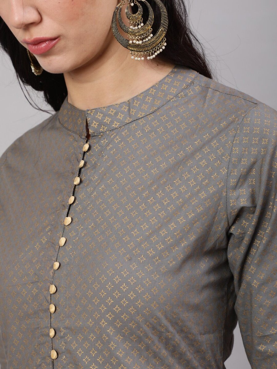 Aks Ethnic Motifs Printed High Slit Fusion Kurta