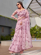 Tikhi Imli Ethnic Motifs Mirror Work Organza Saree - Distacart