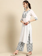 Sangria Floral Yoke Design Regular Gotta Patti Kurta with Palazzos