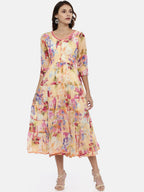 Souchii Multicoloured Floral Print Fit and Flare Dress - Distacart