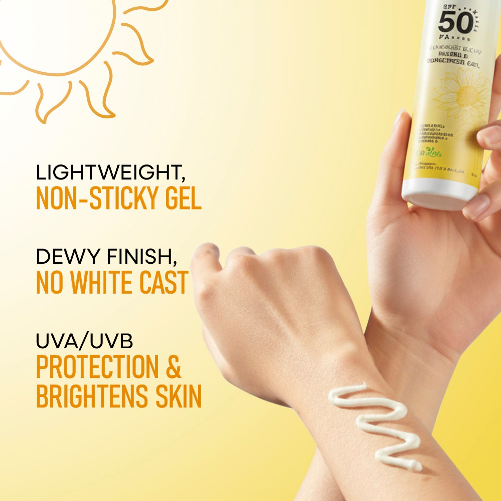 Nykaa Naturals SUNKISSED GLOW Invisible Sunscreen Gel SPF 50 PA++++ with Niacinamide and Vitamin C - Distacart