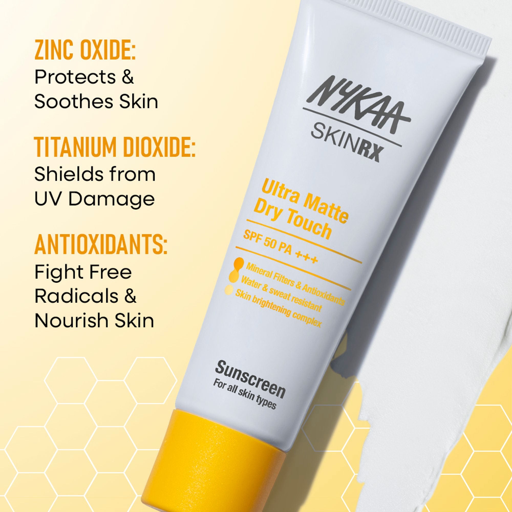 Nykaa SKINRX Ultra Matte Dry Touch Sunscreen SPF 50 PA+++ , Lightweight Matte Finish, No White Cast