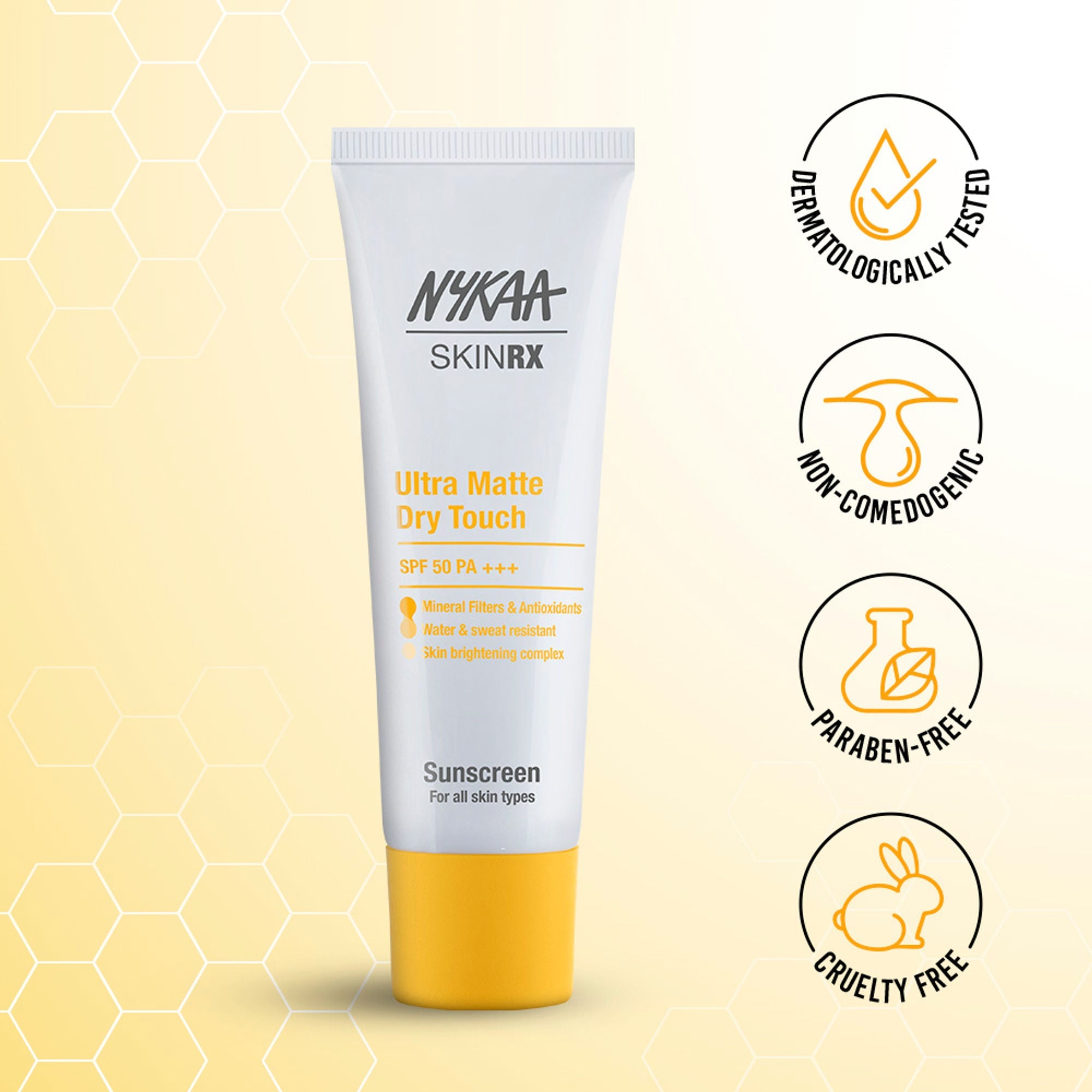 Nykaa SKINRX Ultra Matte Dry Touch Sunscreen SPF 50 PA+++ , Lightweight Matte Finish, No White Cast