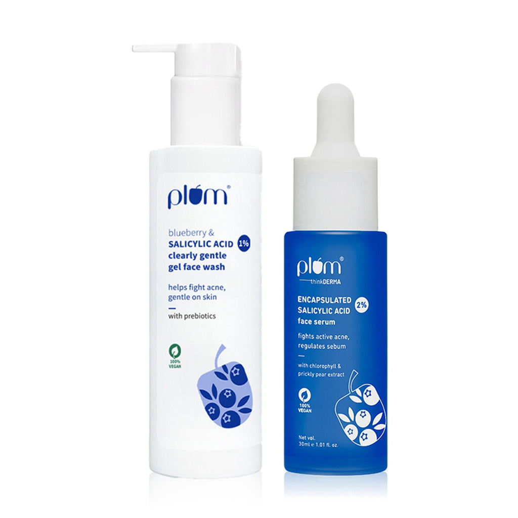Plum Salicylic Facewash & Face Serum Combo For Acne Prone, Oily Skin