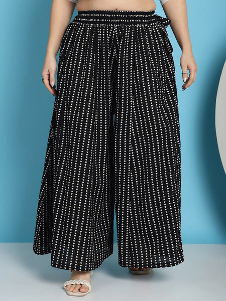TAG 7 Geometric Printed Pure Cotton Flared Ethnic Palazzo