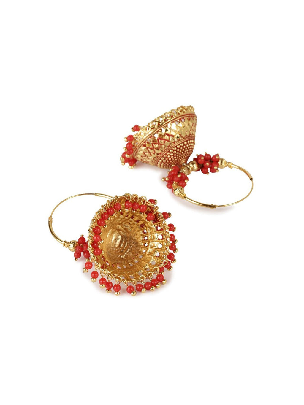 Gold-Plated Alloy Hoop And Jhumki Earrings - The Pari - Distacart