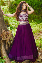 Jyoti Fashion Wine Crush Georgette Designer Lehenga Choli with Dupatta