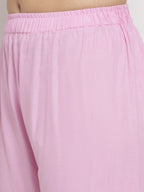 TAG 7 Women Pink Solid Flared Palazzos