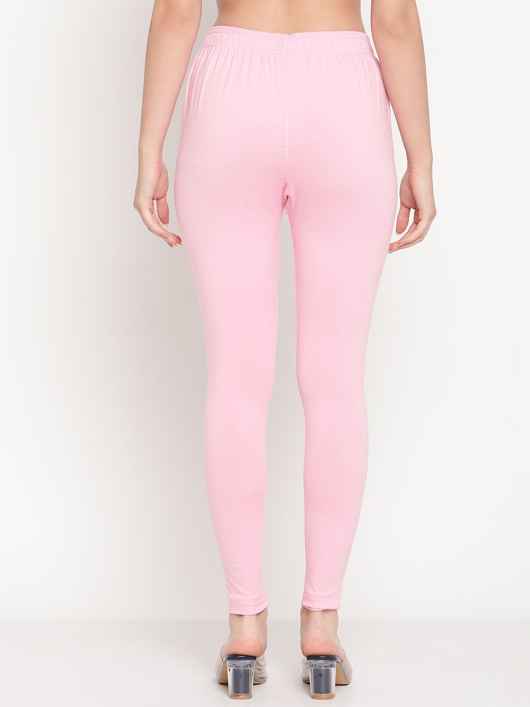 TAG 7 Women Pack Of 2 Pink and Blue Solid Comfort-Fit Ankle-Length Leggings
