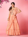 Myra Peach Art Silk Designer Lehenga