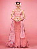 Myra Peach Art Silk Embroidered Designer Lehenga