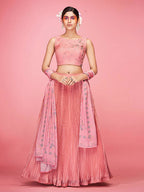 Myra Peach Art Silk Embroidered Designer Lehenga