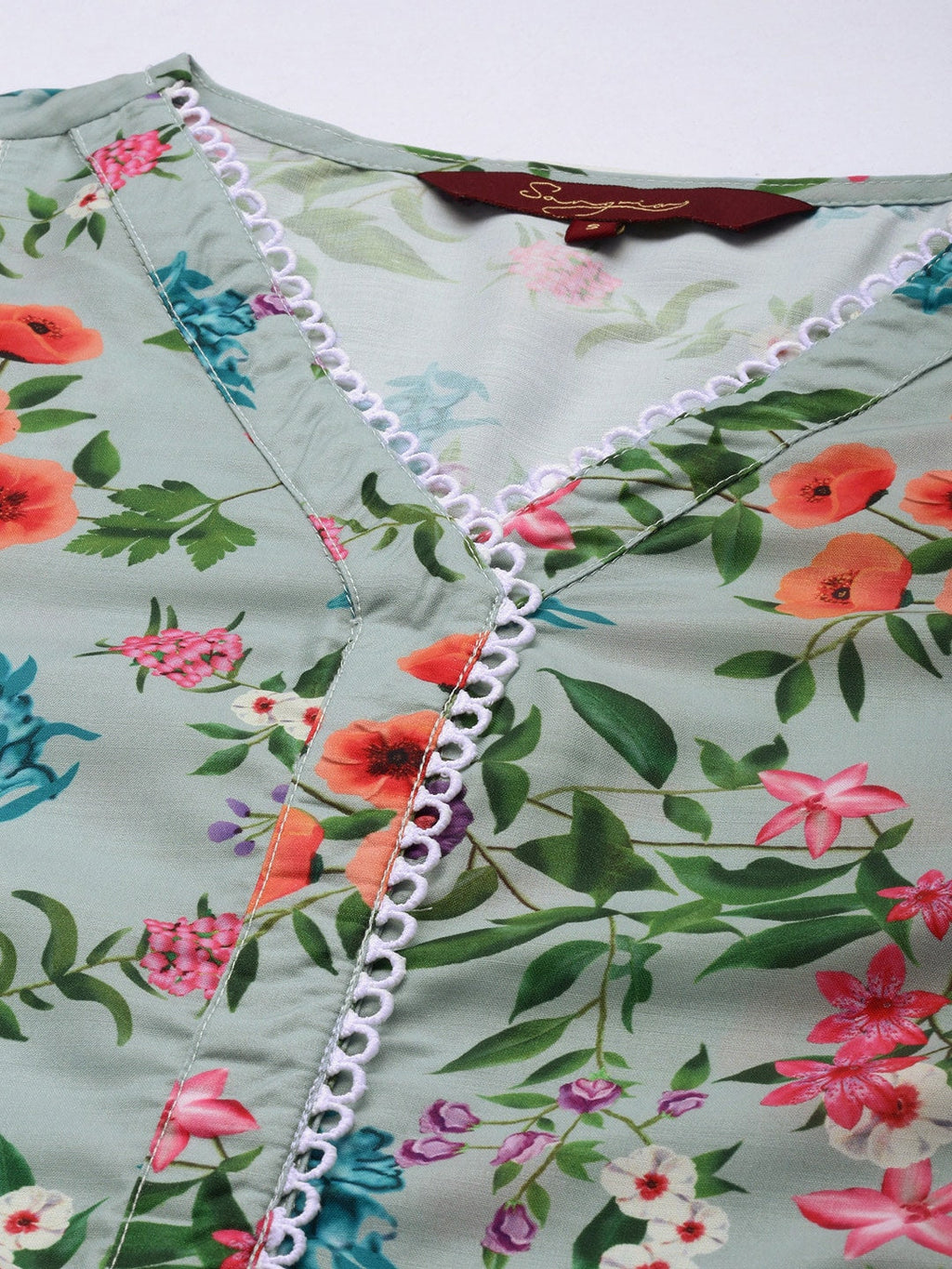 Sangria Women V-Neck Floral Printed Regular Kurta with Palazzos & With Dupatta