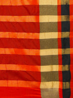 Saree Mall Red & Gold-Toned Silk Cotton Colourblocked Kanjeevaram Saree