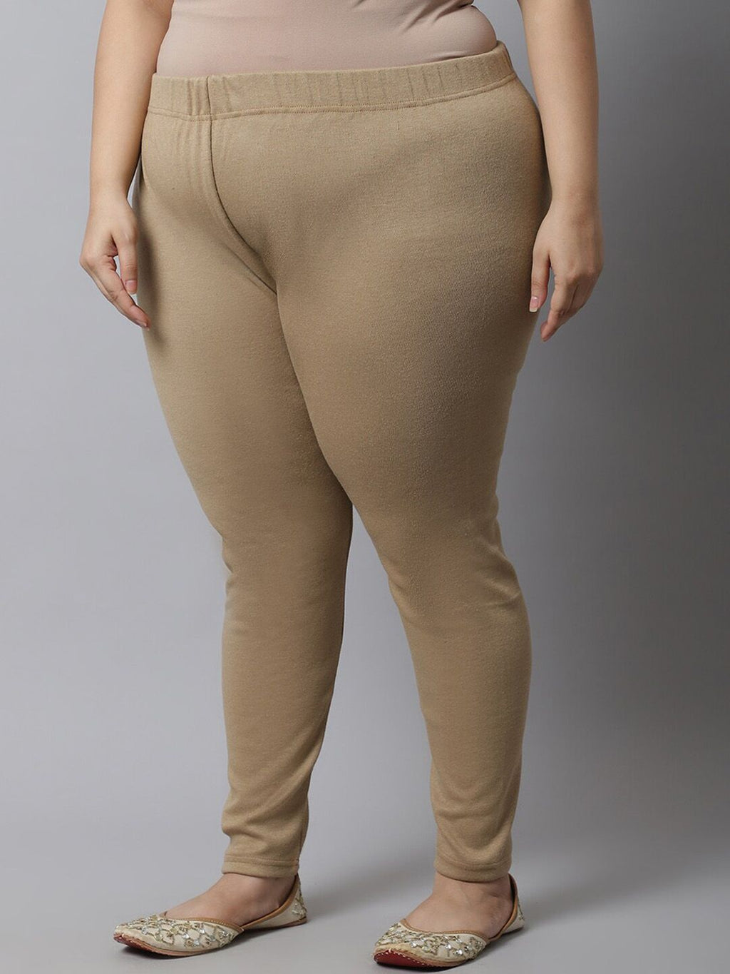 TAG 7 Women Plus size Beige Solid Leggings