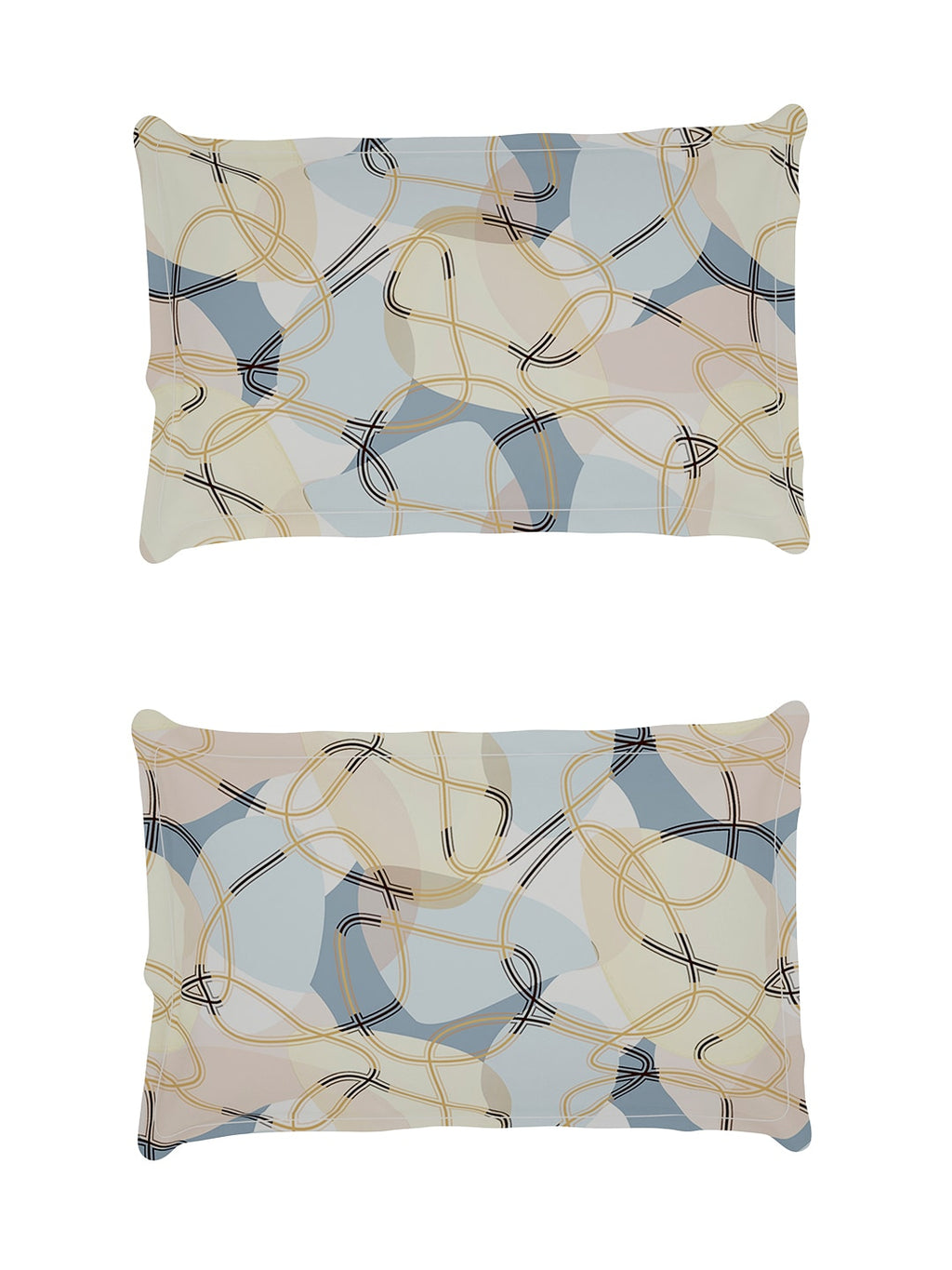 Story@home Arena Cream-Coloured & Grey Printed 180 TC Bedsheet & Pillow Covers - Distacart