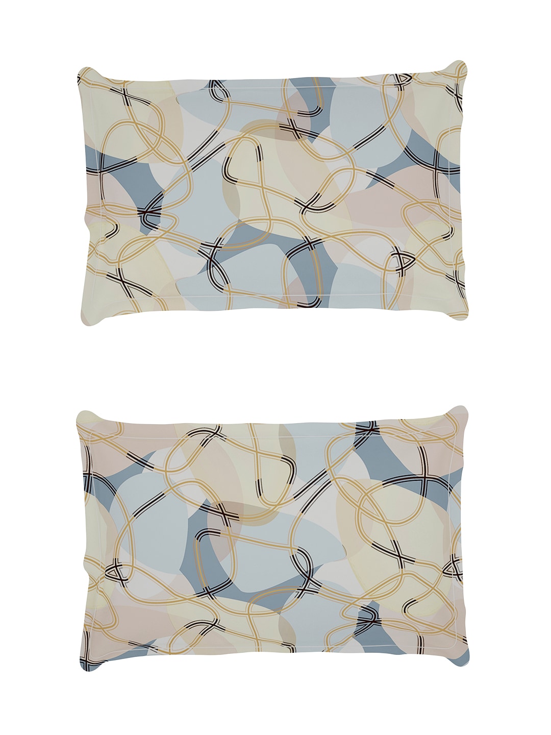 Story@home Arena Cream-Coloured & Grey Printed 180 TC Bedsheet & Pillow Covers - Distacart