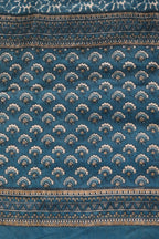 Miravan Women's Blue Ethnic Motifs Printed Gotta Patti Cotton Kurta With Palazzo & Dupatta
