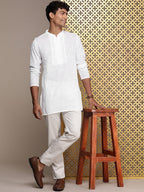 House of Pataudi Ethnic Motifs Embroidered Thread Work Pure Cotton Jashn Kurta