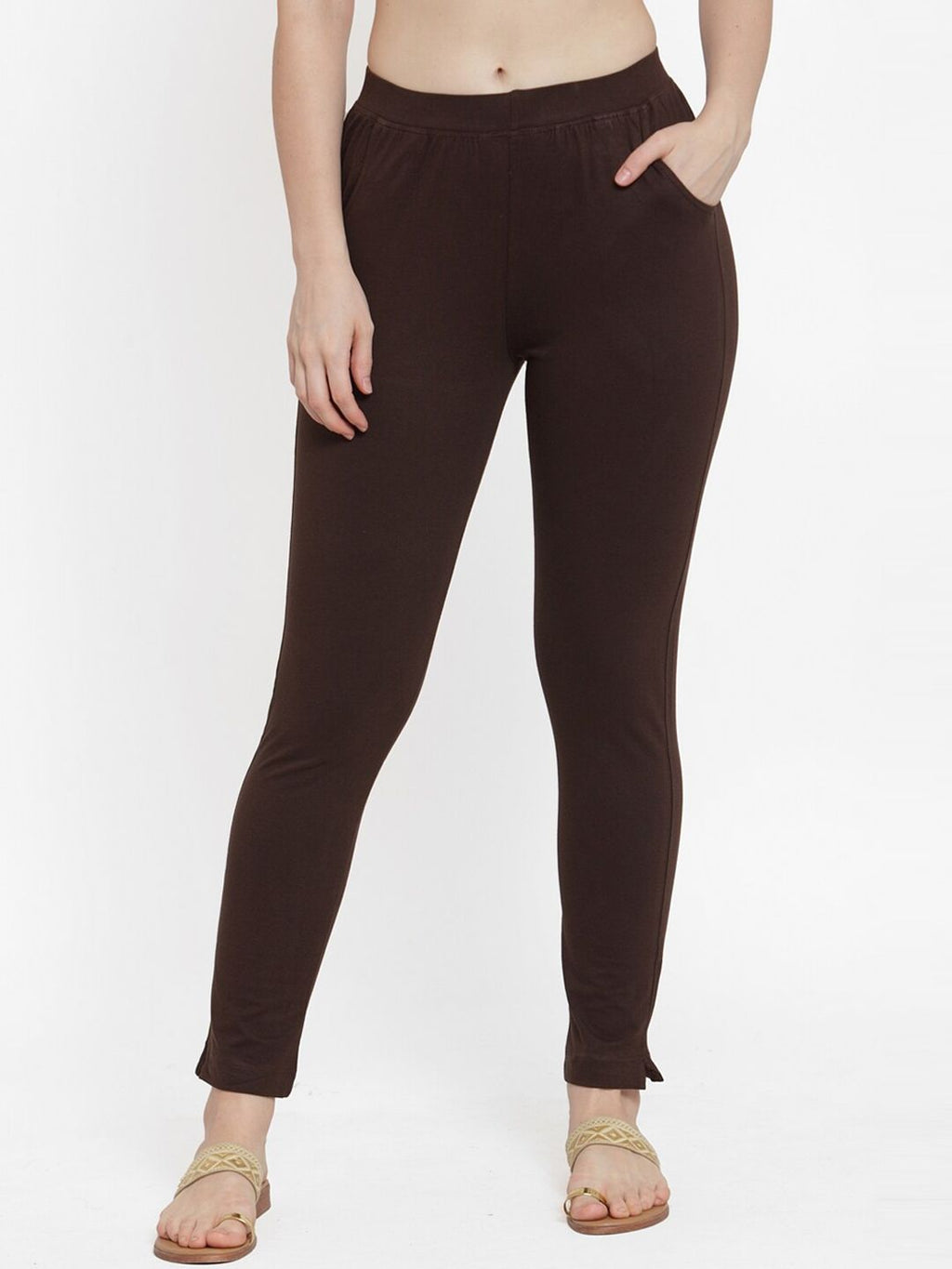 TAG 7 Women Olive Green & Brown Pack of 2 Leggings