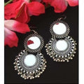 Oxidised Mirror Earrings With Drops