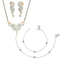 AanyaCentric Gold-plated Mangalsutra Pendant Earring Set & Silver Plated Anklet - Distacart