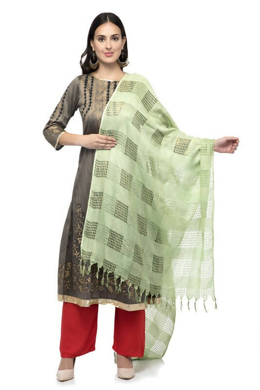 Mominos Fashion Moeza Window Design Pista Green Cotton Duppata
