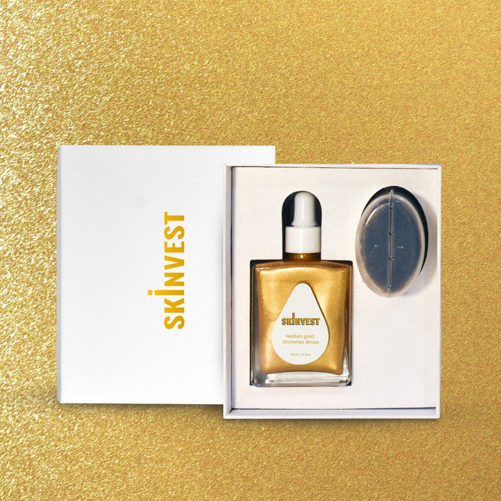Skinvest Molten Gold Shimmer Drops With Buff Body Brush