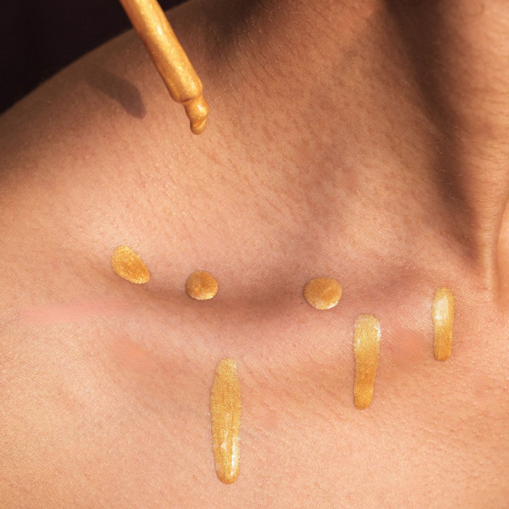 Skinvest Molten Gold Shimmer Drops With Buff Body Brush