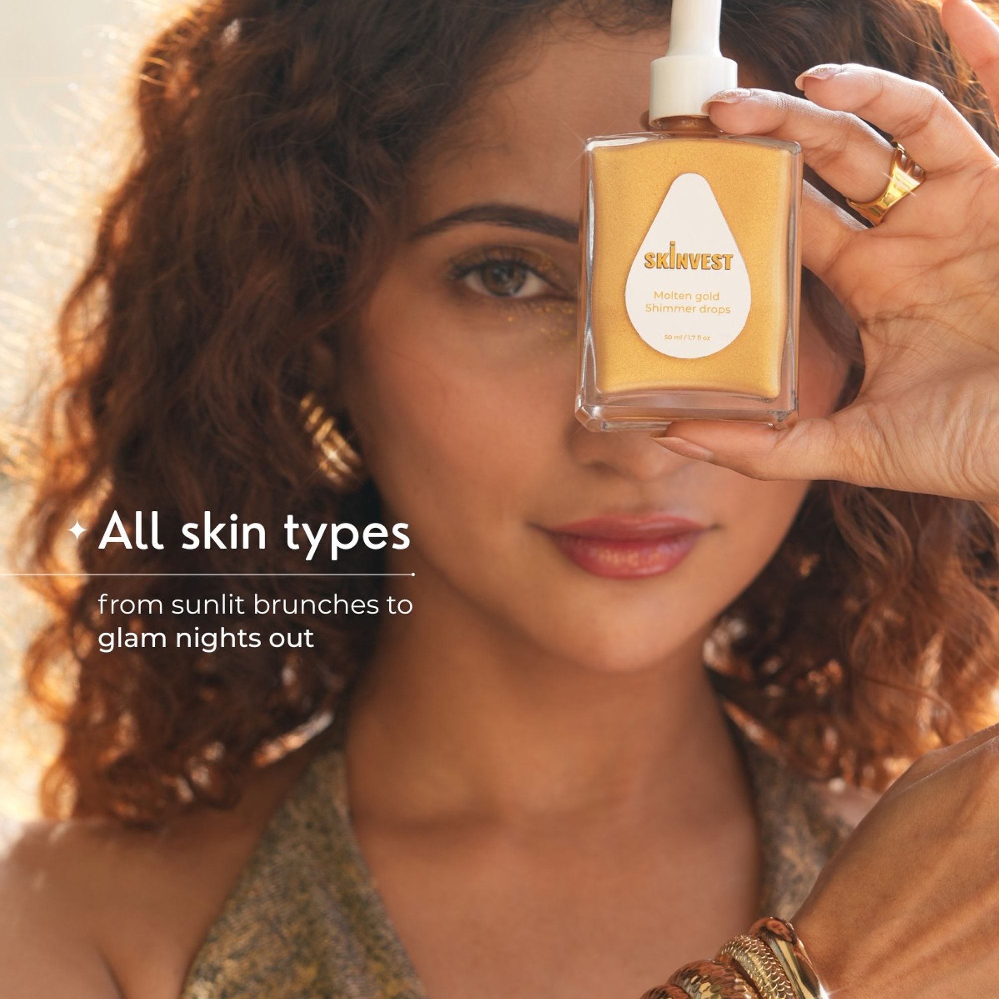 Skinvest Molten Gold Shimmer Drops With Buff Body Brush