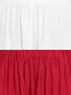TAG 7 Women Set of 2 White & Red Solid Flared Palazzos