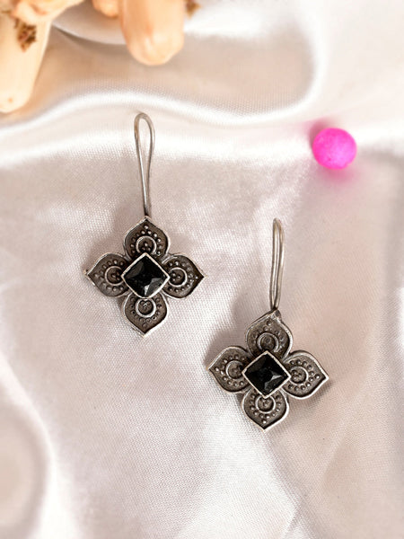 Shoshaa Silver Plated Floral Drop Earrings